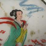 Антикварный китайский веер «Девушка с благовонием»